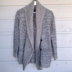 GAP CARDIGAN SHAWL COLLAR VARIEGATED KNIT SWEATER BUTTON FRONT/POCKETS